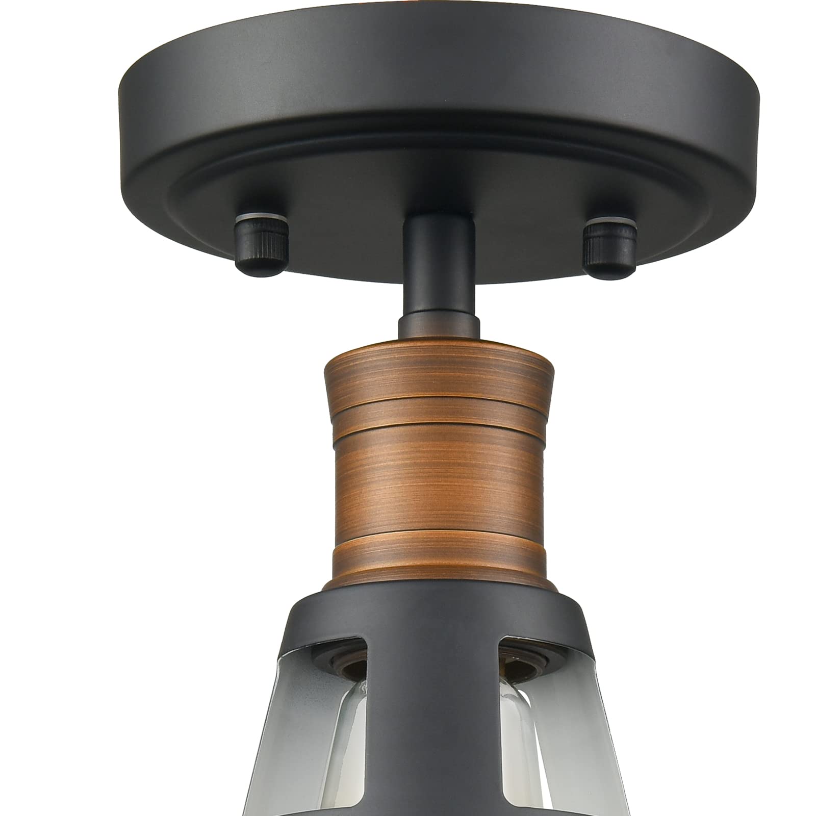 Claxy 1-Light Semi Flush Mount Light Fixture Farmhouse Ceiling Light With Black And White Shade Dimmable