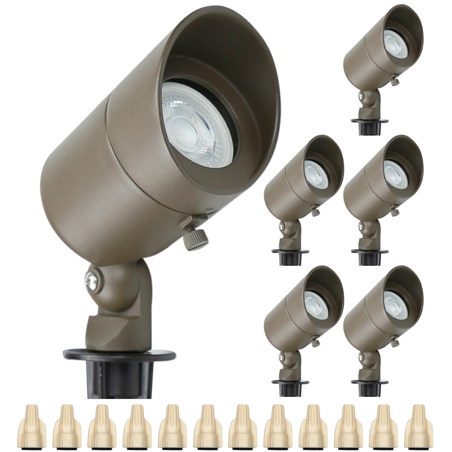 Lumina Lighting® 4W Landscape lighting 12V Landscape Lights Low Voltage Landscape Spotlights Warm White Waterproof Outdoor Replaceable LED Bulb for Garden, Lawn, Porch, Patio and Yard (Bronze, 6-Pack)