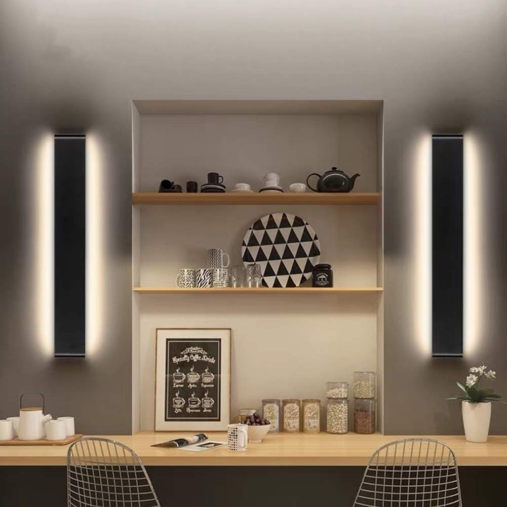 Ralbay 24" LED Wall Sconce - 20W Black Vanity Light, Modern Aluminum Design, Warm White 2700-3200K