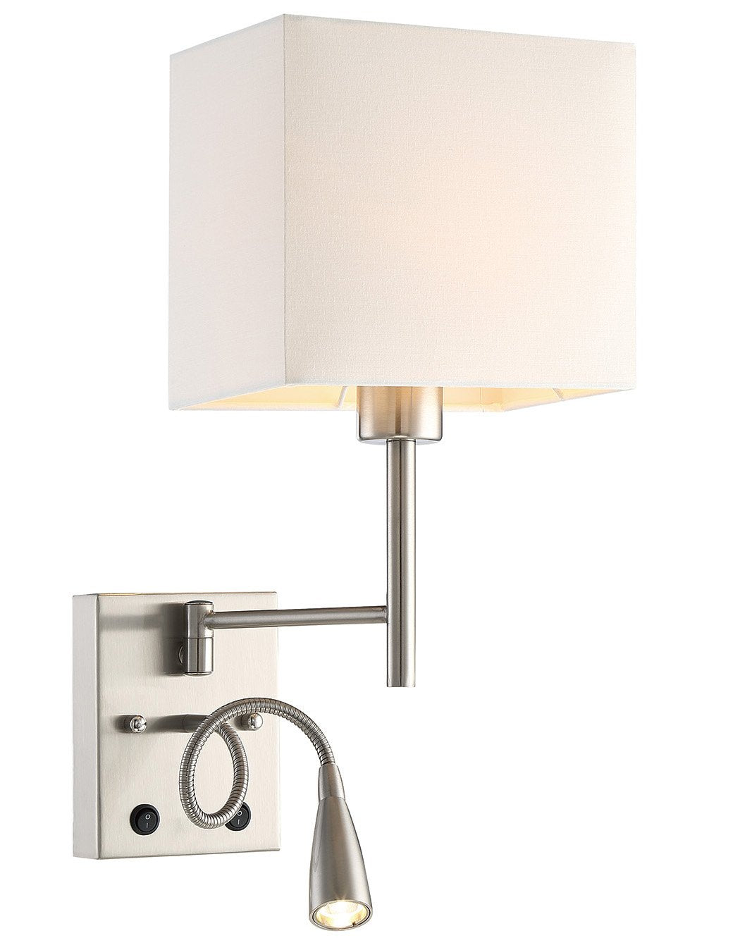 HomeFocus - Bedside Wall Light with LED Reading Lamp,Wall Light,Wall Lamp,Wall Sconces,Swing Arm Wall Lamp for Bedroom,Living Ro