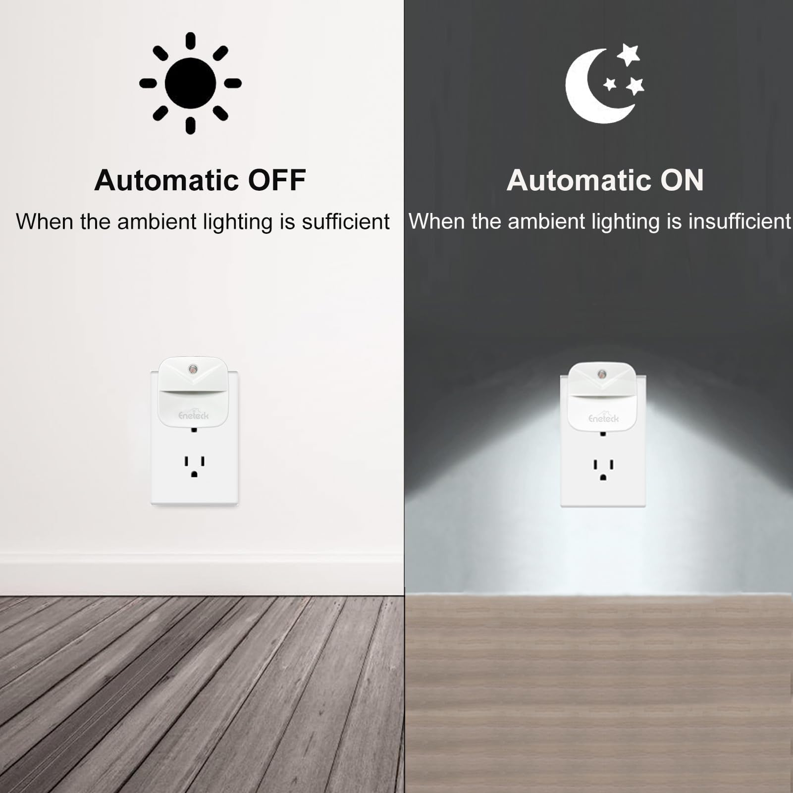 Eneteck Night Light, Led Night Lights Plug Into Wall, Dusk To Dawn Sensing Nightlights, No Glaring Compact Size, Night Light For