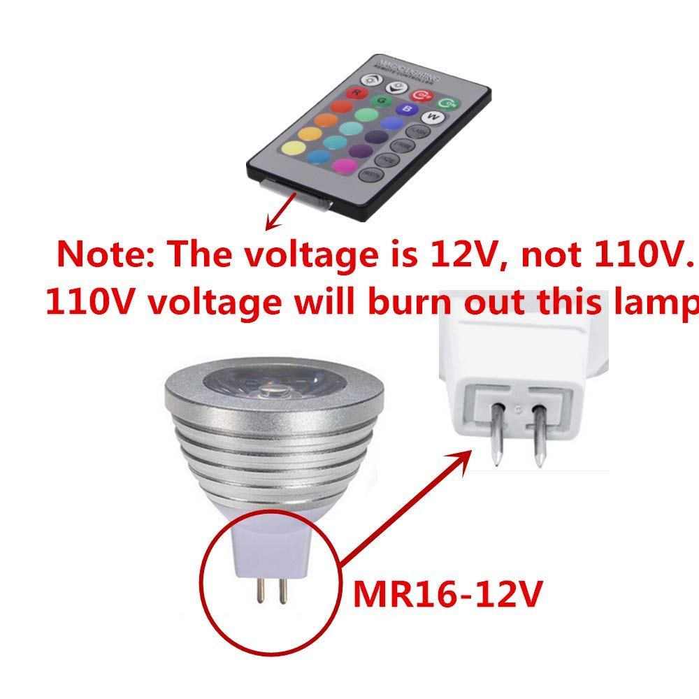 OMTO MR16 3W RGB Color Changing Spotlight with IR Remote Control Mood Ambiance Lighting Colorful LED Light Bulbs,Dimmable 12V