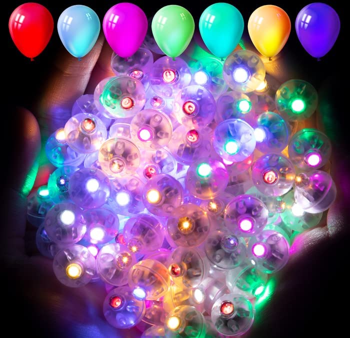 Aogist 100Pcs 10-Colors Mini Lights,Long Standby Time Waterproof Led Balloon Light,Battery Powered,Ball Lamp For Balloon Paper Lantern Birthday Party Christmas Halloween