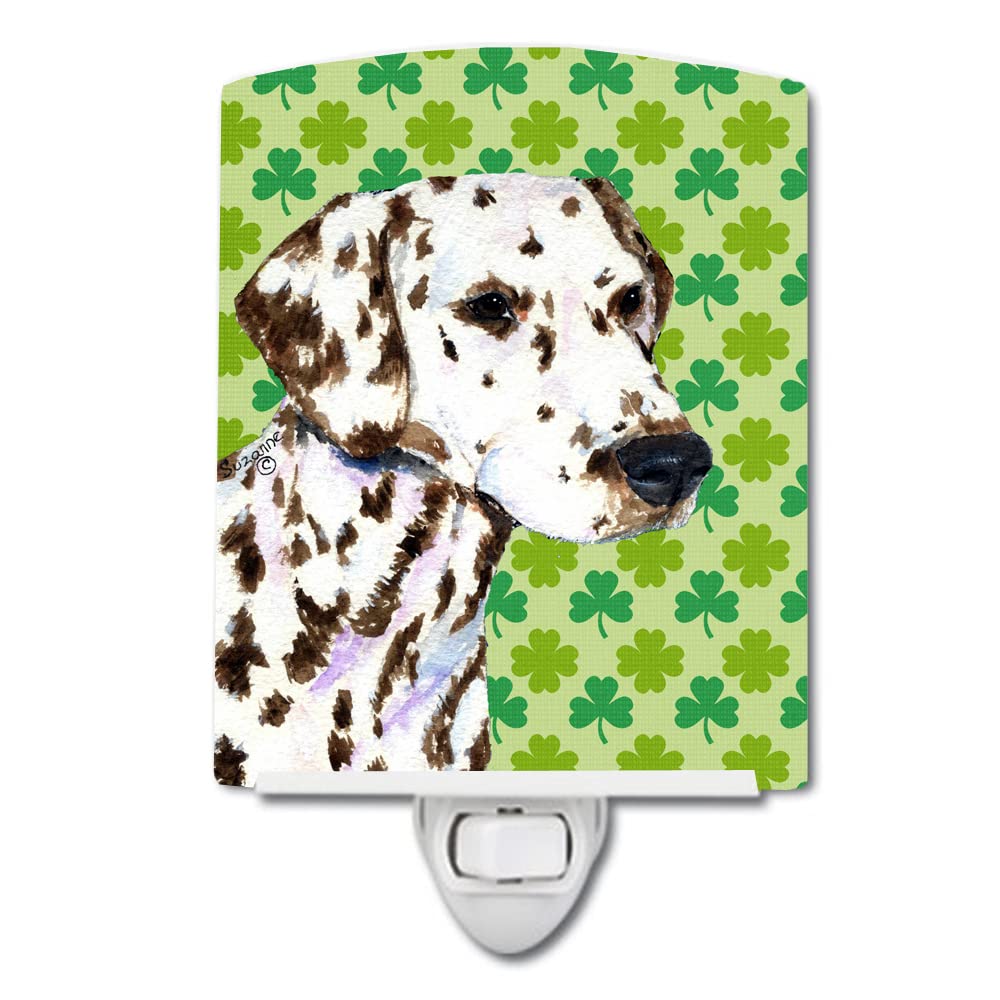 Carolines Treasures Ceramic Night Light, Dalmatian Shamrock Design, UL-Certified, 6x4x3in, Multicolor, Model SS4400CNL
