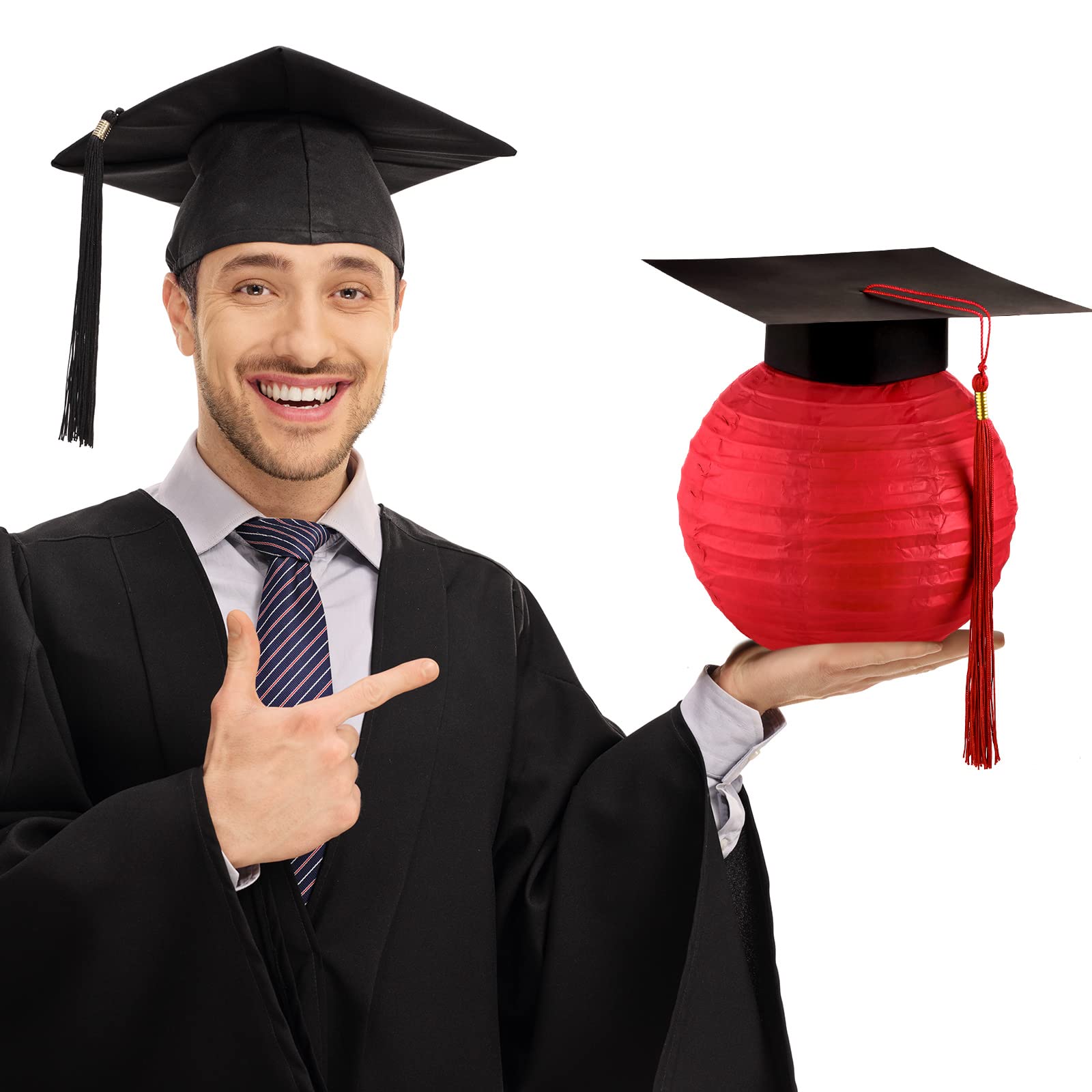 6 Pieces Graduation Cap Hanging Paper Lanterns Grad Cap Paper Lanterns Graduation Lanterns With Black Grad Hat Tassel Lanterns G