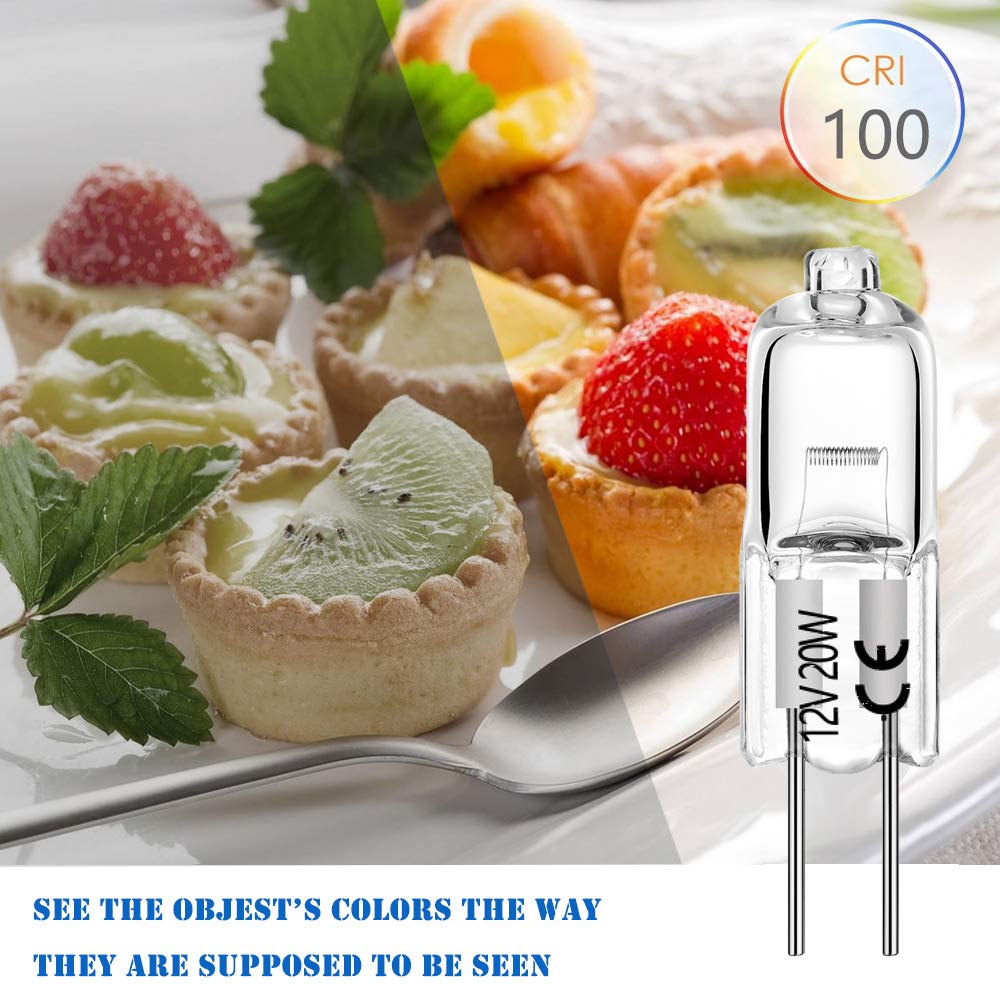 BOGAO G4 Halogen Bulb T3 20W 2700K Warm White 220lm Bi-Pin AC/DC 12V for Under Cabinet, Puck Light, Chandelier