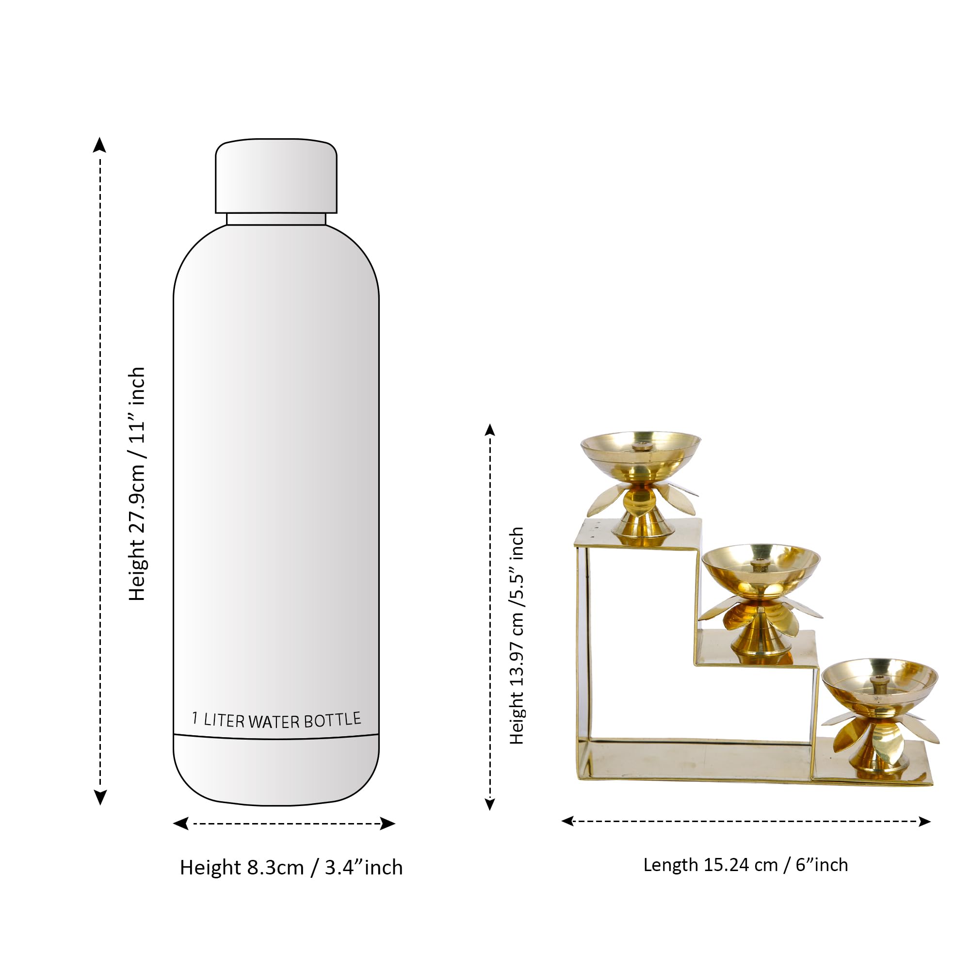 CraftVatika Brass Lotus Diya Oil Puja Lamp Piller Stand 3 Step Diya for Home Temple Pooja Articles Decor Gifts (1Pcs)