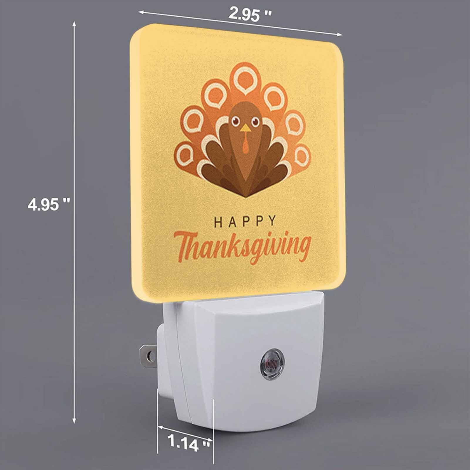 Chrobak LED Night Light - Dusk to Dawn Sensor, Thanksgiving Cute Turkey Design, Model WML-Night-Light-231023-47, Energy Efficient, White