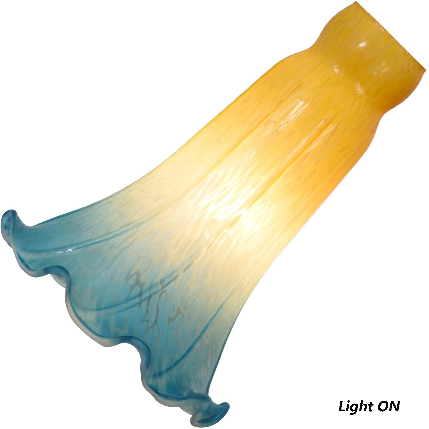 Bieye Ls14 Lily Flower Blown Glass Lampshade (Yellow Blue, Opening I.D. 1.26'' X O.D. 1.5'')