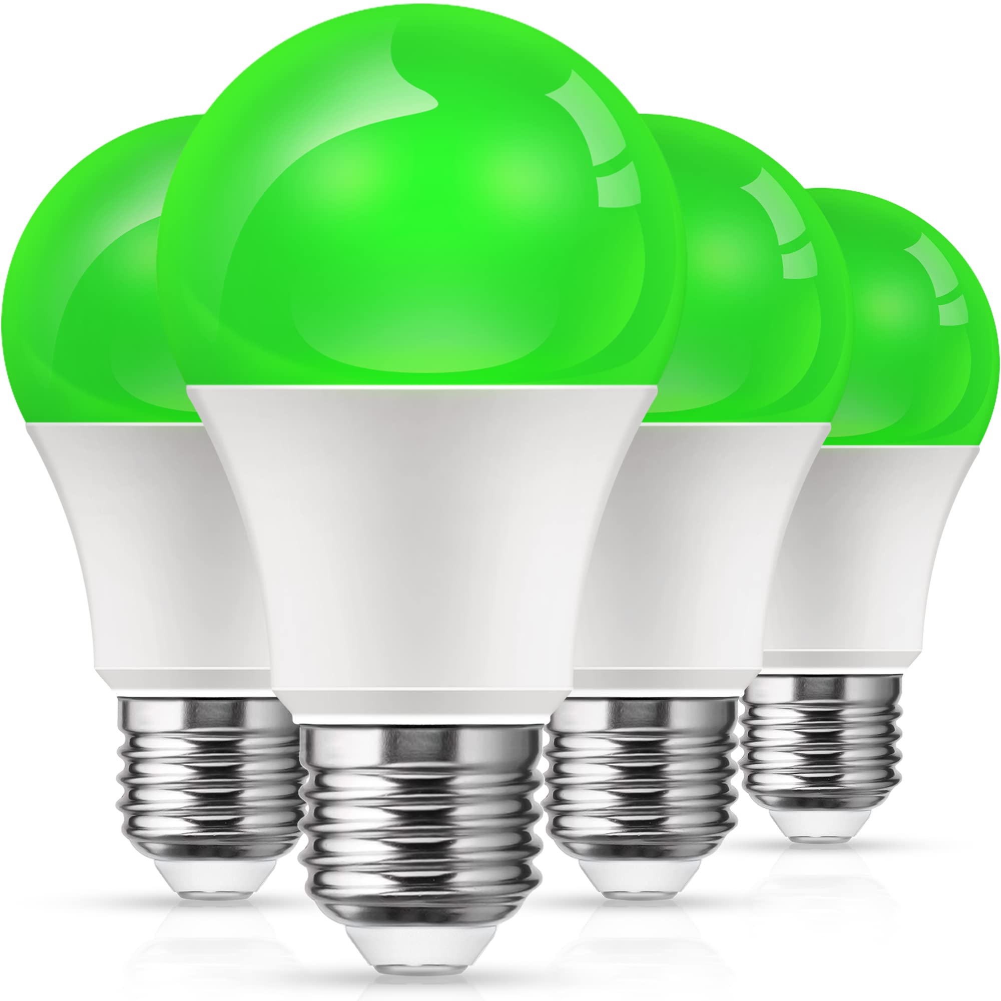 LOHAS Green Light Bulbs Outdoor, Dusk to Dawn Sensor A19 Green Porch Lights 40W Equivalent, 6W Colored Bulb Auto-On/Off, E26 Bas