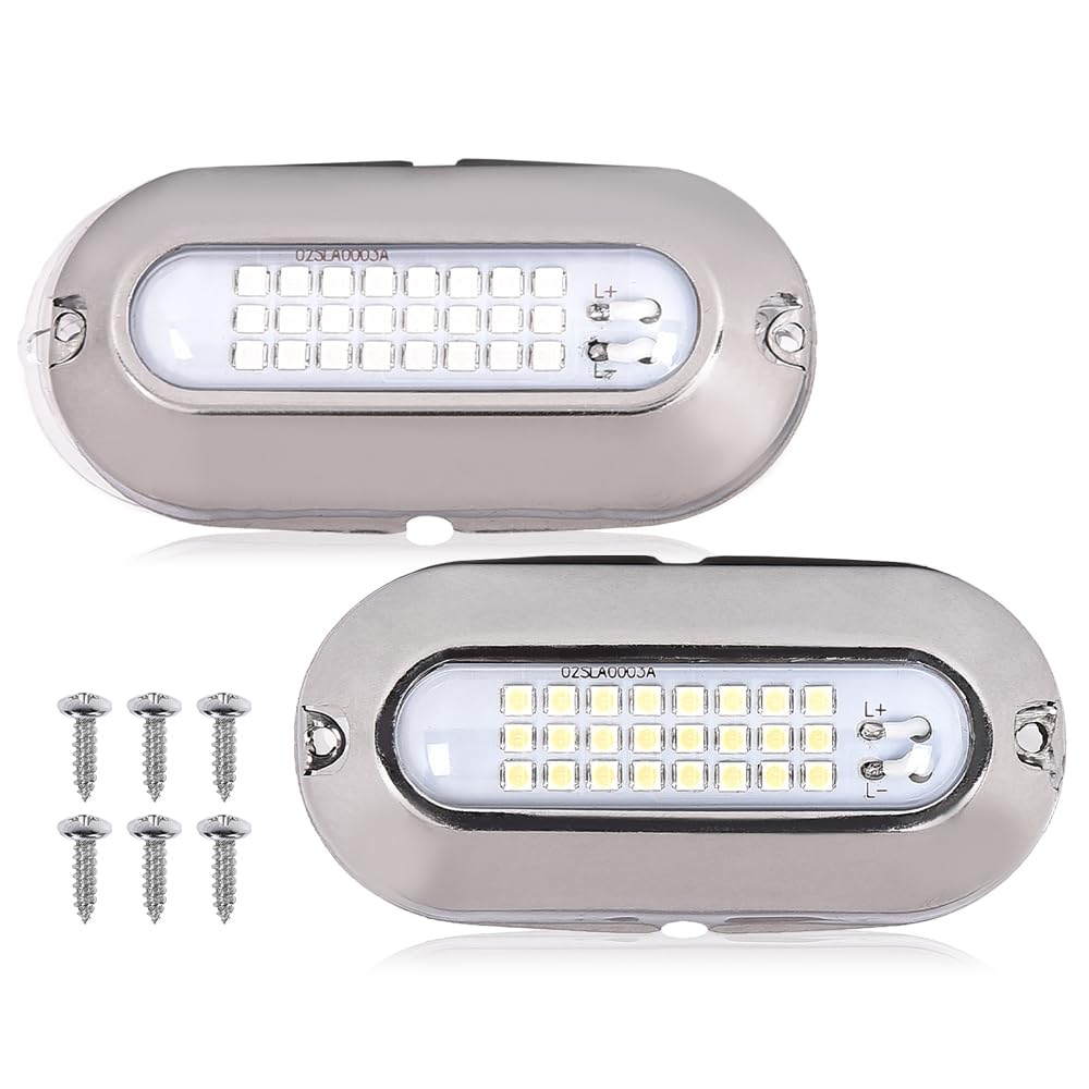 PIT66 LED Pontoon Boat Docking Light, Bright White & Blue, 12V, 2 Pcs, Polycarbonate