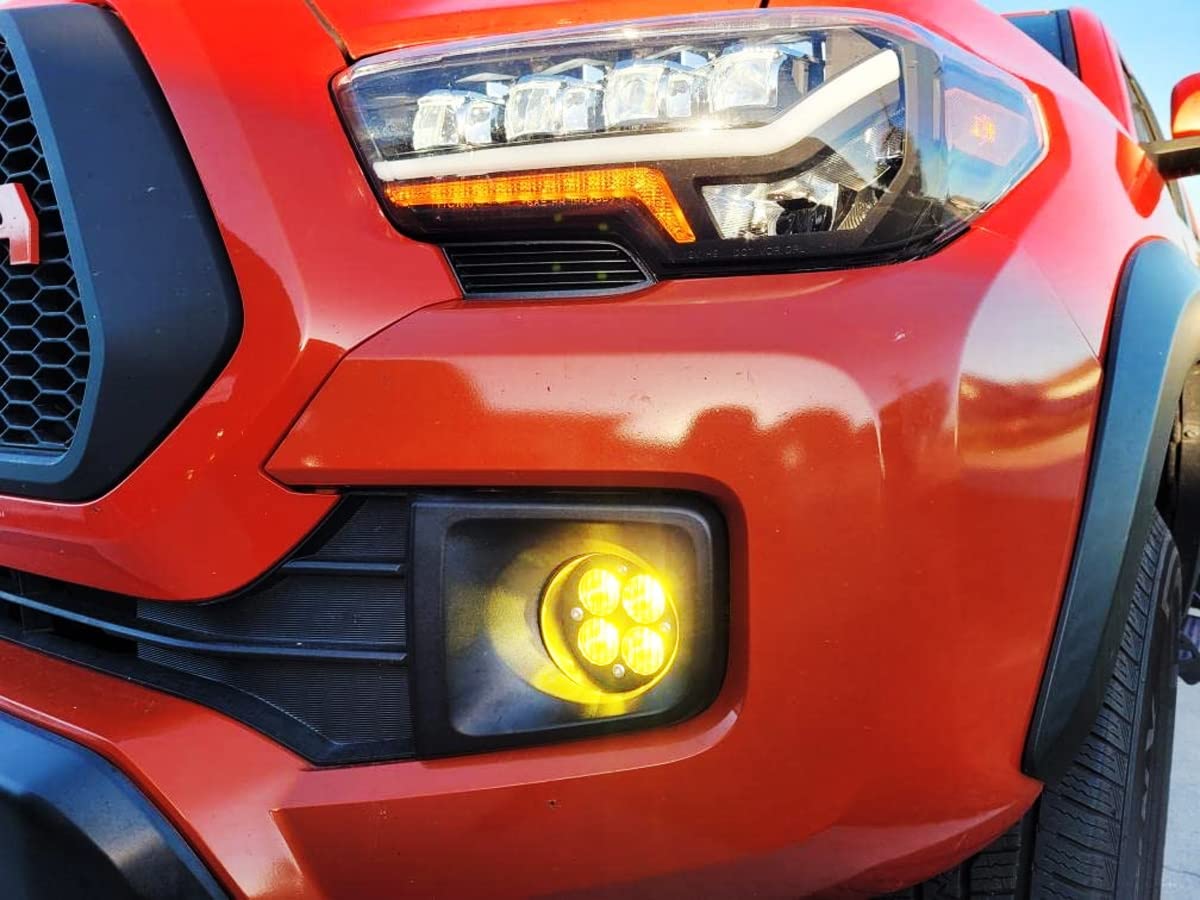iJDMTOY Fog Driving Light Kit - 24W High Power LED, Yellow Lens, Wide Angle, Compatible with Toyota Tacoma Tundra 4Runner