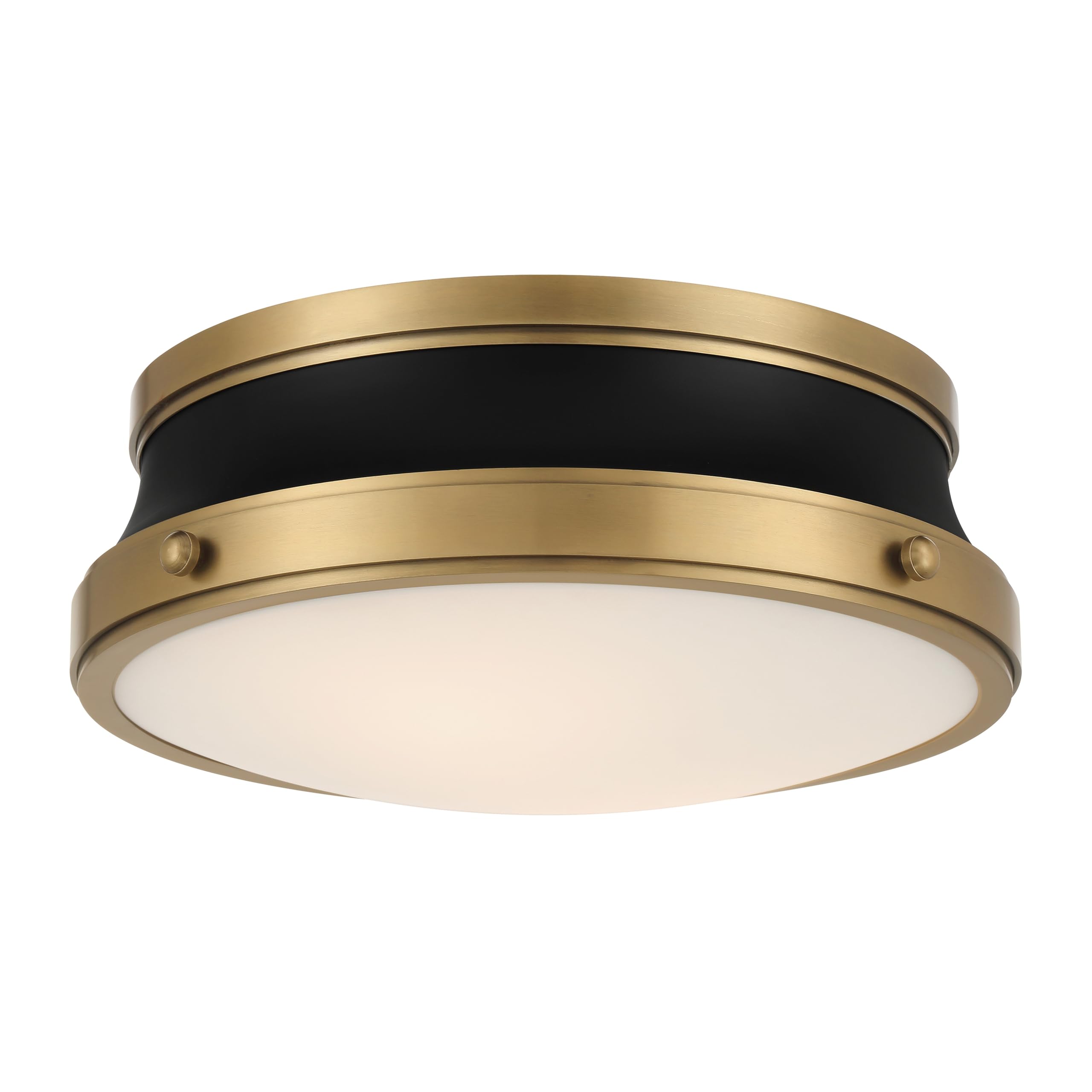 Minka-Lavery Purelight 15 2-Light Flush Mount - Legacy Brass and Dark Matte Black with Etched Opal Glass (Bulb Not Included)