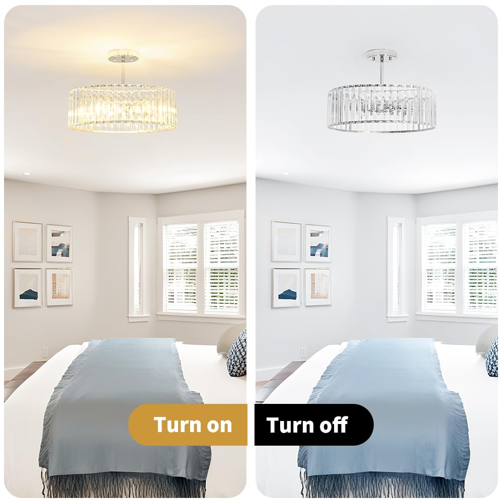 Lxybcce Modern Crystal Ceiling Light Fixture  Semi Flush Mount Ceiling Light  Chrome Hallway Lighting Fixtures Chandelier  Crystal Chandelier For Kitchen Bedroom Dining Room Closet  5-Light  16 Inch