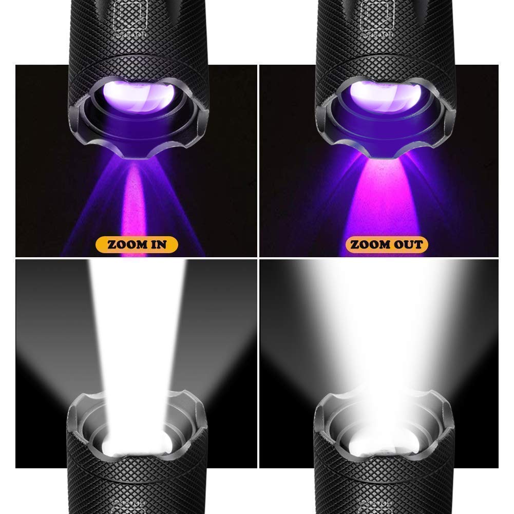 DaskFire Blacklight Flashlight - UV 395nm, High Lumen, Aluminum, Ideal for Home Security, Camping, Scorpion Hunting, Pet Stain Detection