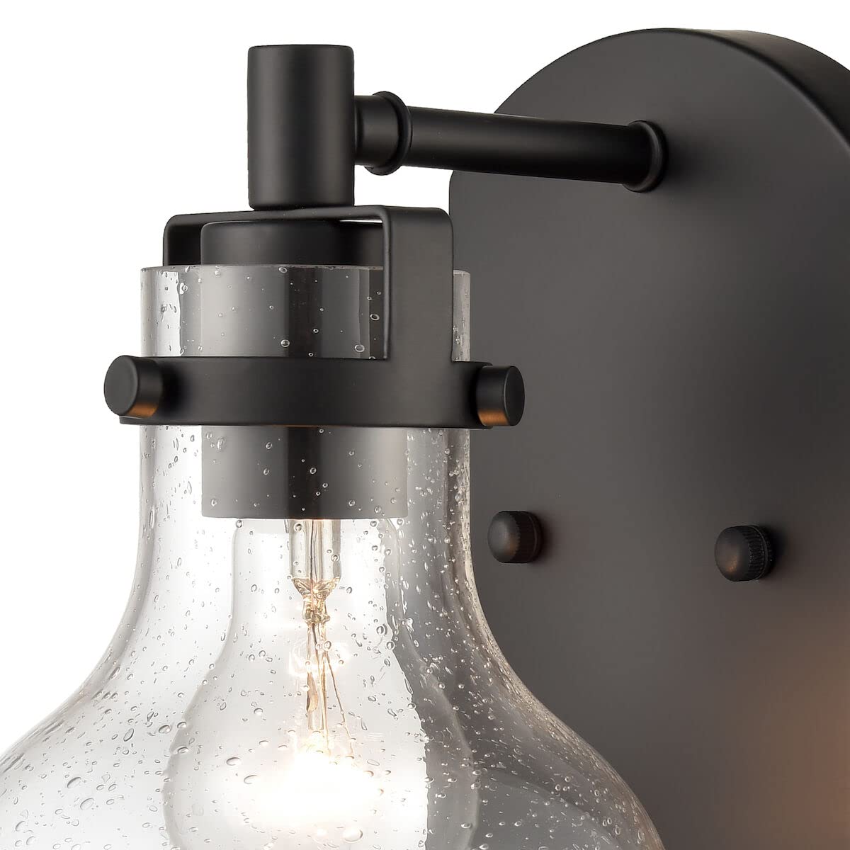 Elk Home Salamanca 1-Light Vanity Light, Matte Black With Clear Seeded Glass, Transitional Style