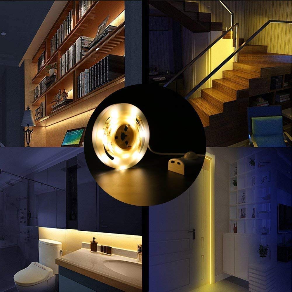 Luxjet 2 Pack Warm White Motion Sensor Led Strip Lights, Rechargeable 3.28Ft For Indoor Use