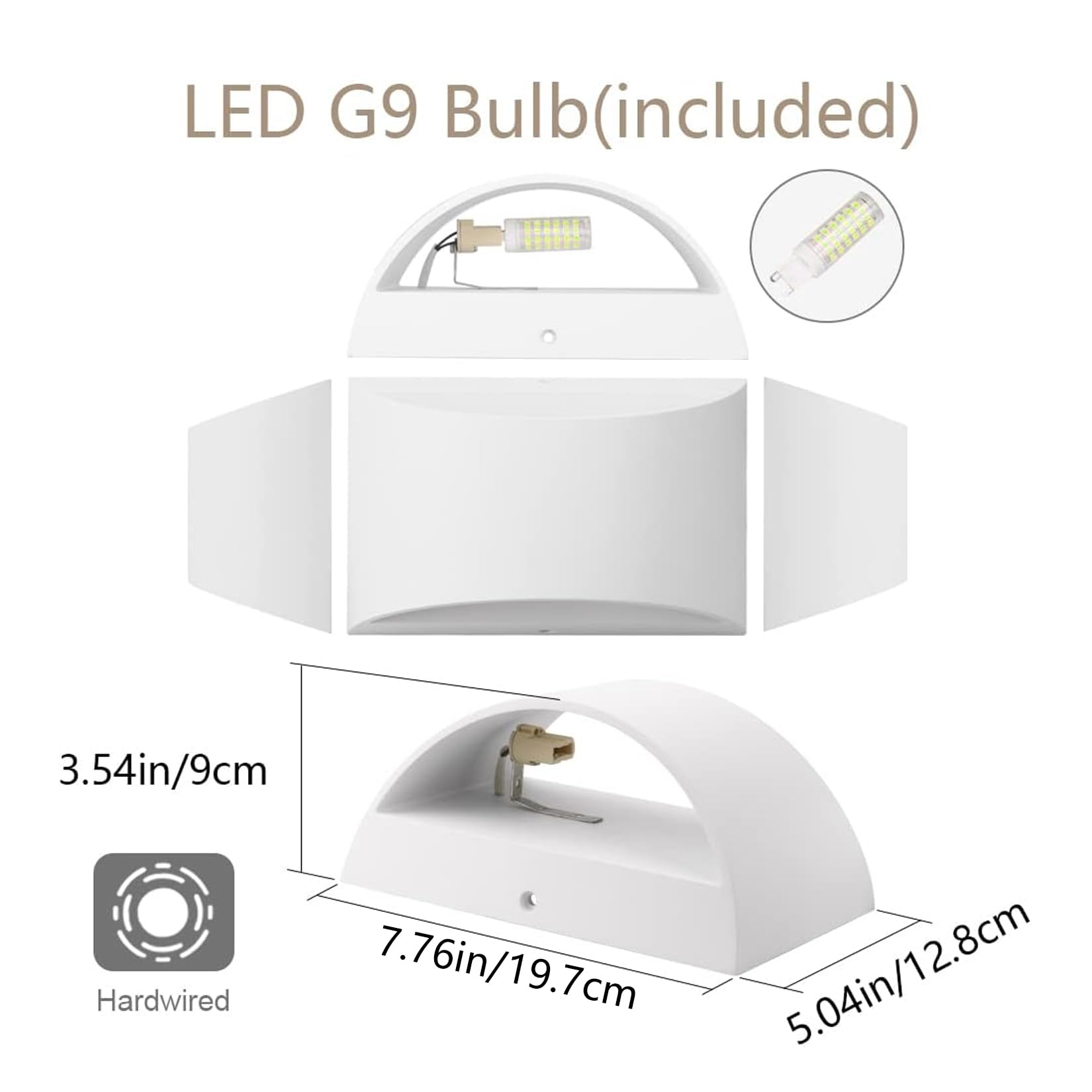 Aipsun LED Wall Sconce Set of 2, Hardwired Aluminum Lights, Up & Down Mount, Cool White 6000K, for Living Room & Bedroom