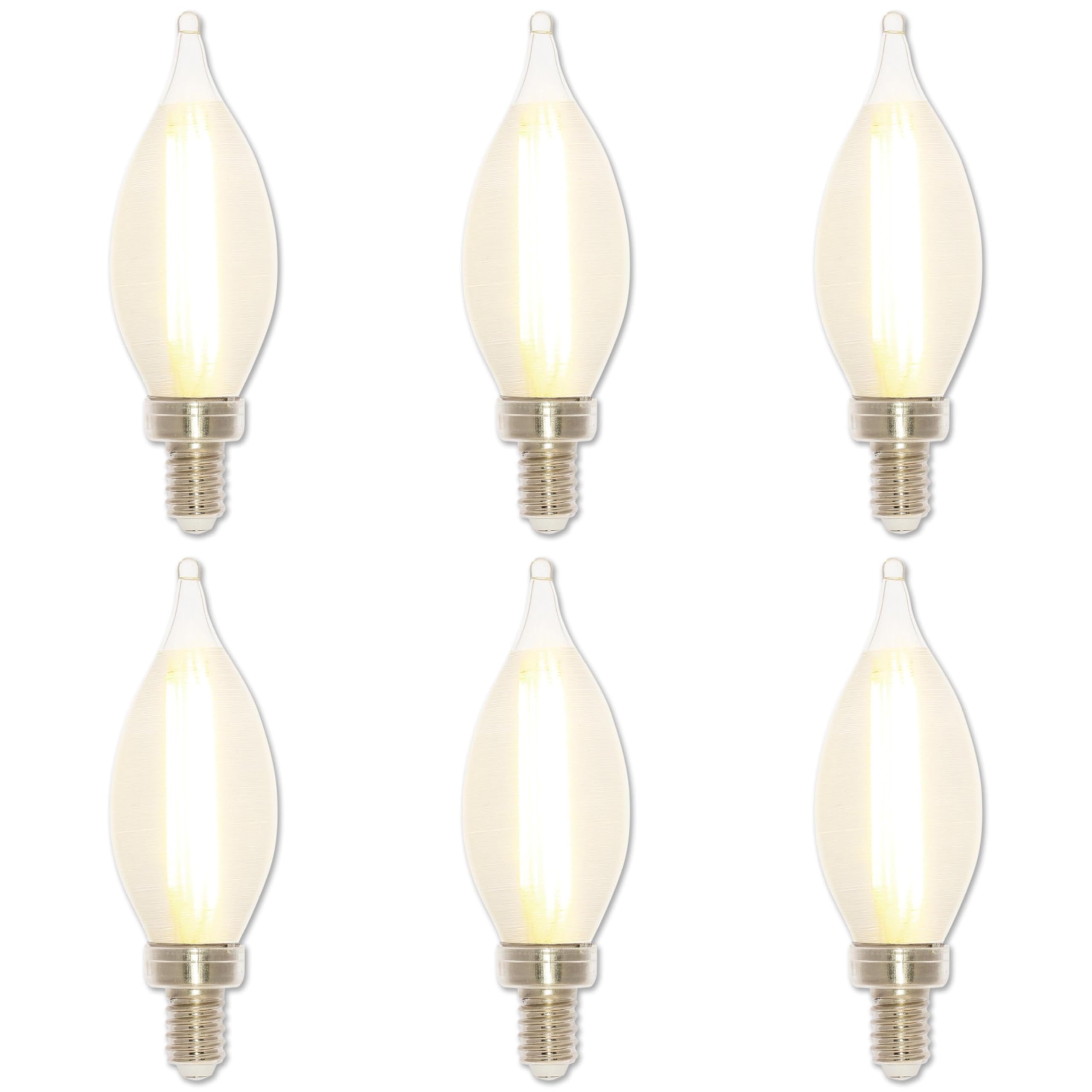 Westinghouse 5275020 4.5 Watt (60 Watt Equivalent) Glowescent C11 Dimmable Clear Spun-Satin Led Light Bulb, Candelabra Base, 6 P