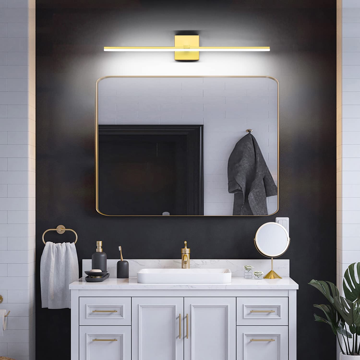 Zuzito 24In Bathroom Light Fixtures Gold Dimmable Modern Led Vanity Lighting Wall Mount Lamps
