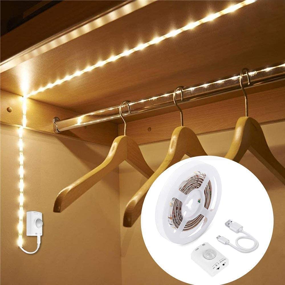 LUXJET Under Cabinet Light Strip, 1M Rechargeable LED with Motion Sensor, Warm White, Model LSL-001