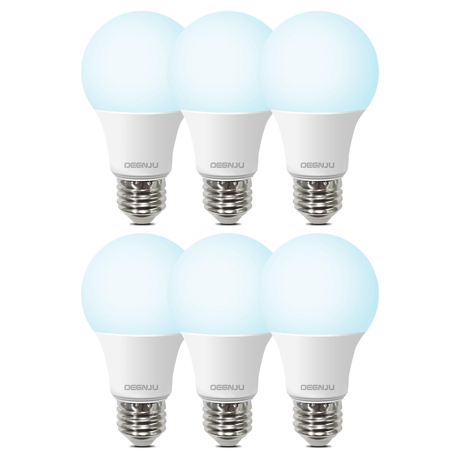DEGNJU LED Light Bulbs 60W Equivalent, A19 Light Bulb Daylight 5000K 800LM 8.5 Watt, Non-Dimmable Standard Light Bulbs E26 Medium Base,6 Pack