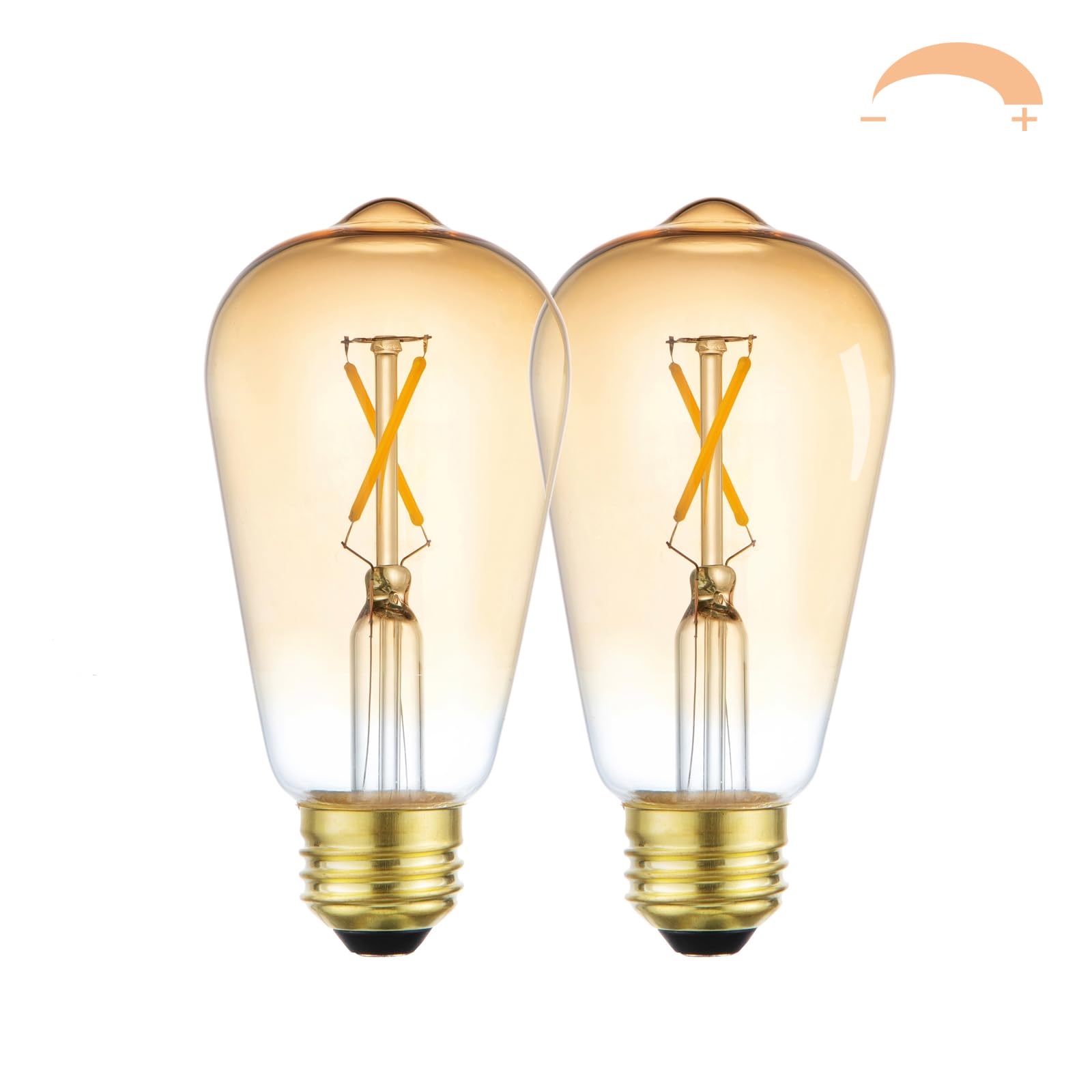 Flmamt Led Light Bulbs, Dimmable Vintage Light Bulb 25 Watt Equivalent, E26 Filament Bulbs, St19 Antique Amber Glass Bulbs Warm 