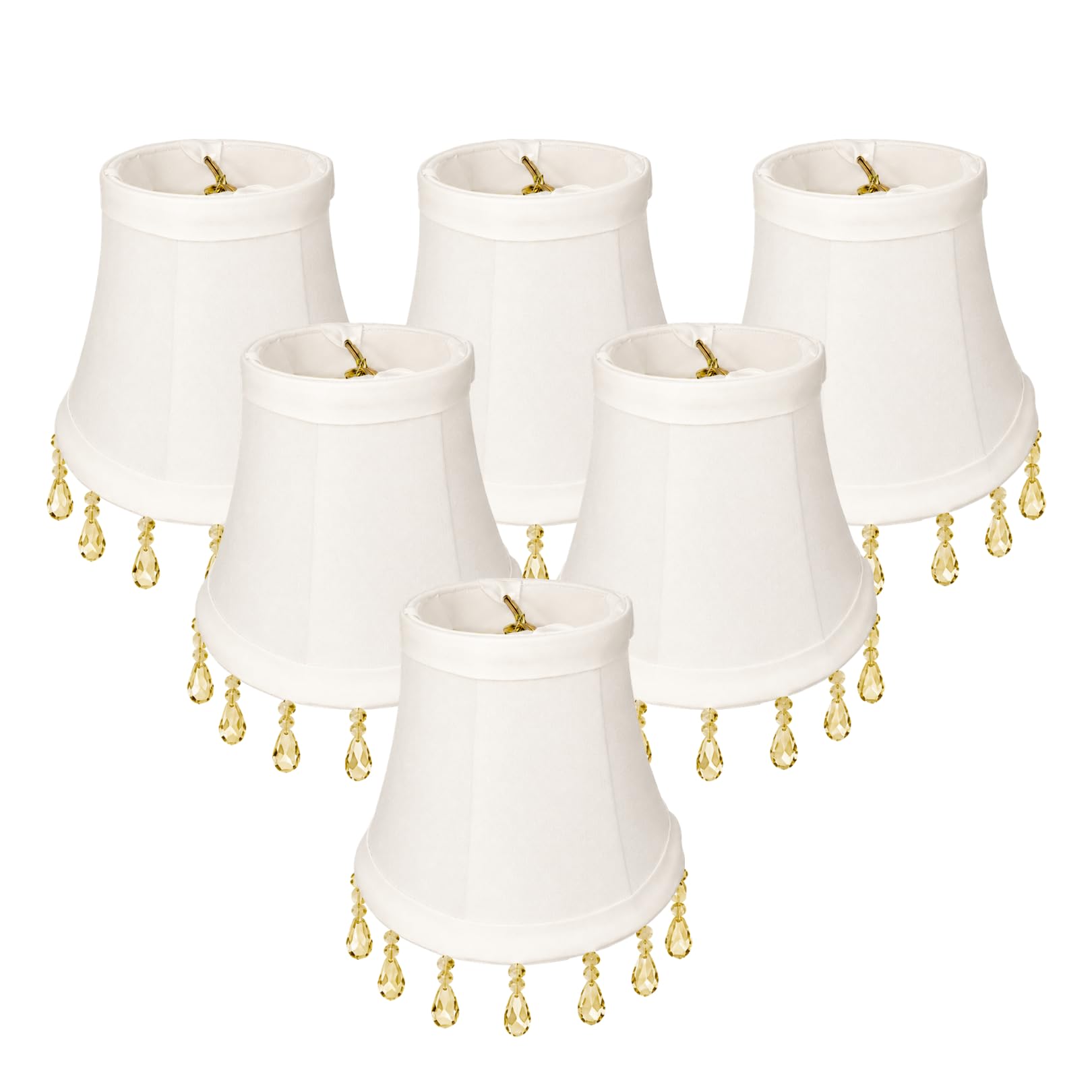 Royal Designs, Inc. CS-310B-5WH-6 Beaded Bell Chandelier Shade, 3 x 5 x 4, White, 6-Pack