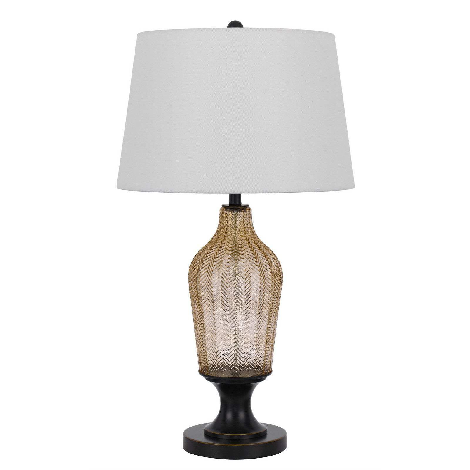 HomeRoots Glass Table Lamp with Empire Shade, Model 524737, 31 in., Bronze & White