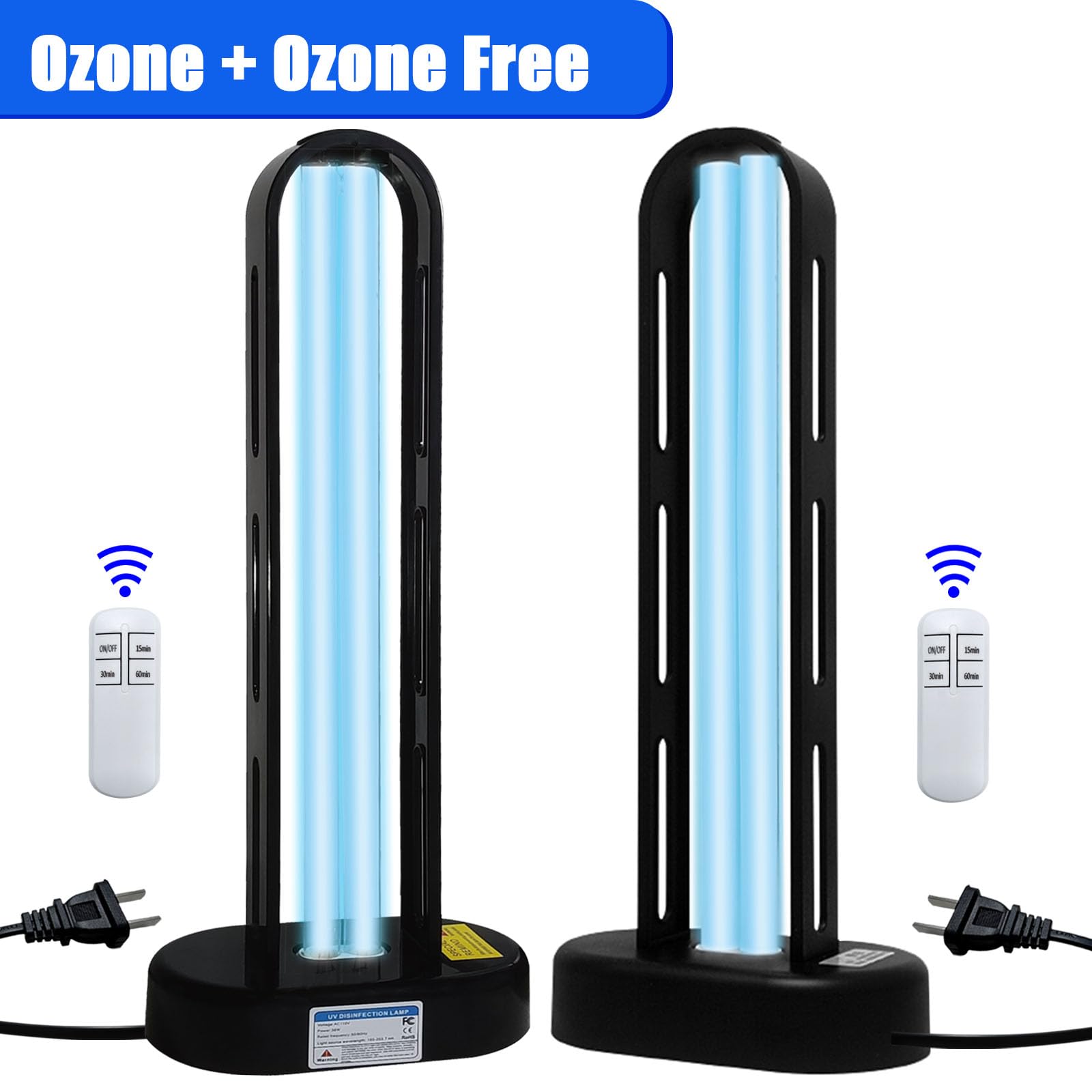 BAIMNOCM UV-C Lamp 38W 2 Pack with Remote Control, Quartz Light, Model MTP-25W