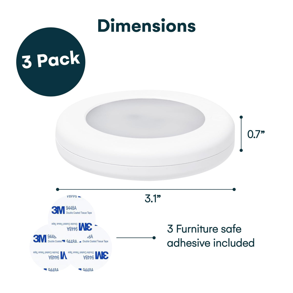 Ivotion Puck Brilliant Evolution Rechargeable Puck Lights - Dimmable LED - 3000K/60 ...