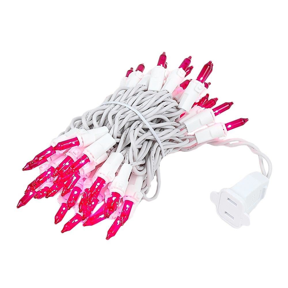 Novelty Lights Mini Light String, 11ft, 50 Bulbs, Pink, 2.5-Inch Spacing, UL Listed, Indoor/Outdoor, Model MRD-25B-