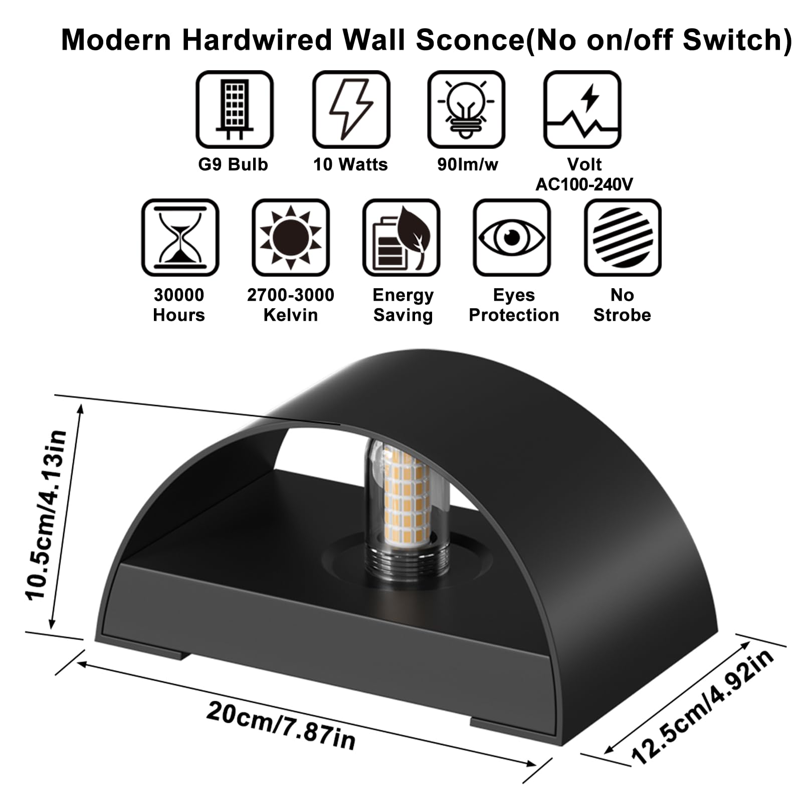 Sobrovo Modern Black Wall Sconce - 10W Waterproof Led Light For Indoor & Outdoor Use