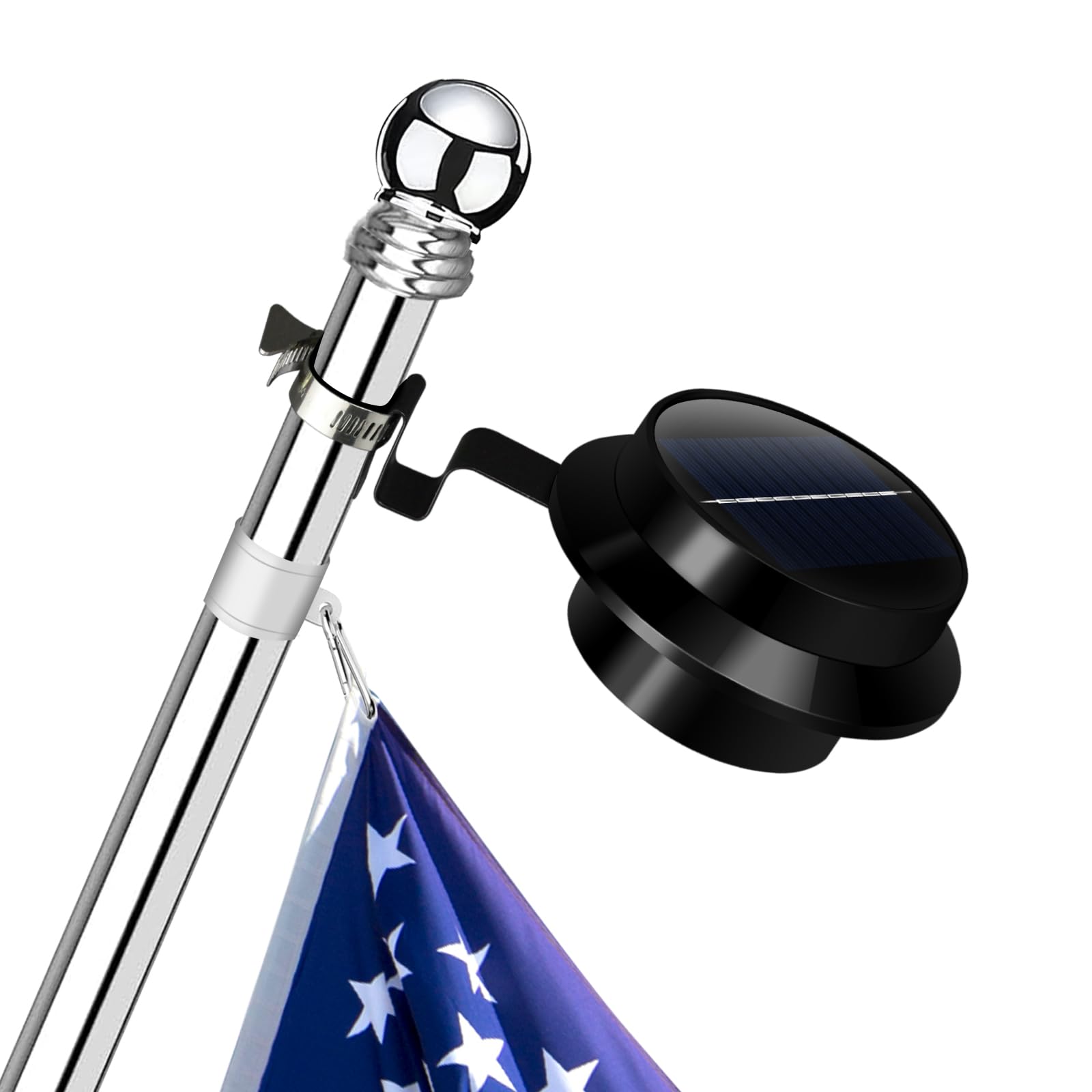 Bmonafy Solar Flag Pole Light - 3000K Warm LED for 5ft/6ft Flagpoles, Waterproof Outdoor Decor, Black, Model SL-101