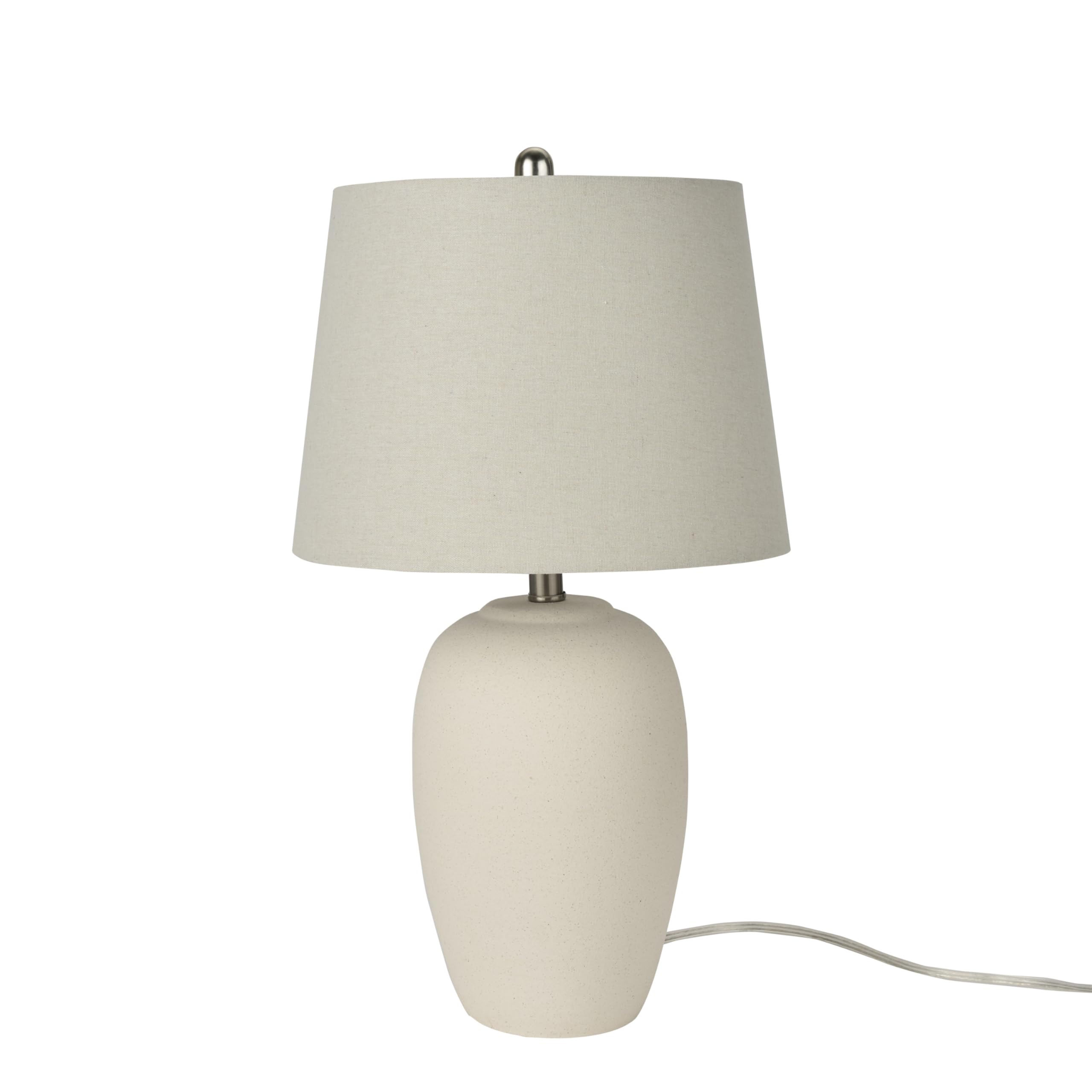 Nourison 23" Ceramic Jar Table Lamp - Natural White with Off-White Shade, Ideal for Bedroom, Living Room, Dining Room, Office - Model BIT05