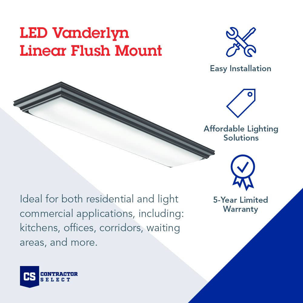 Lithonia Lighting Fmfl 30840 Vanl Bz Led Vanderlyn Linear Flush Mount, 3100 Lumens, 120 Volts, 32 Watts, Damp Listed, Bronze, 4000K