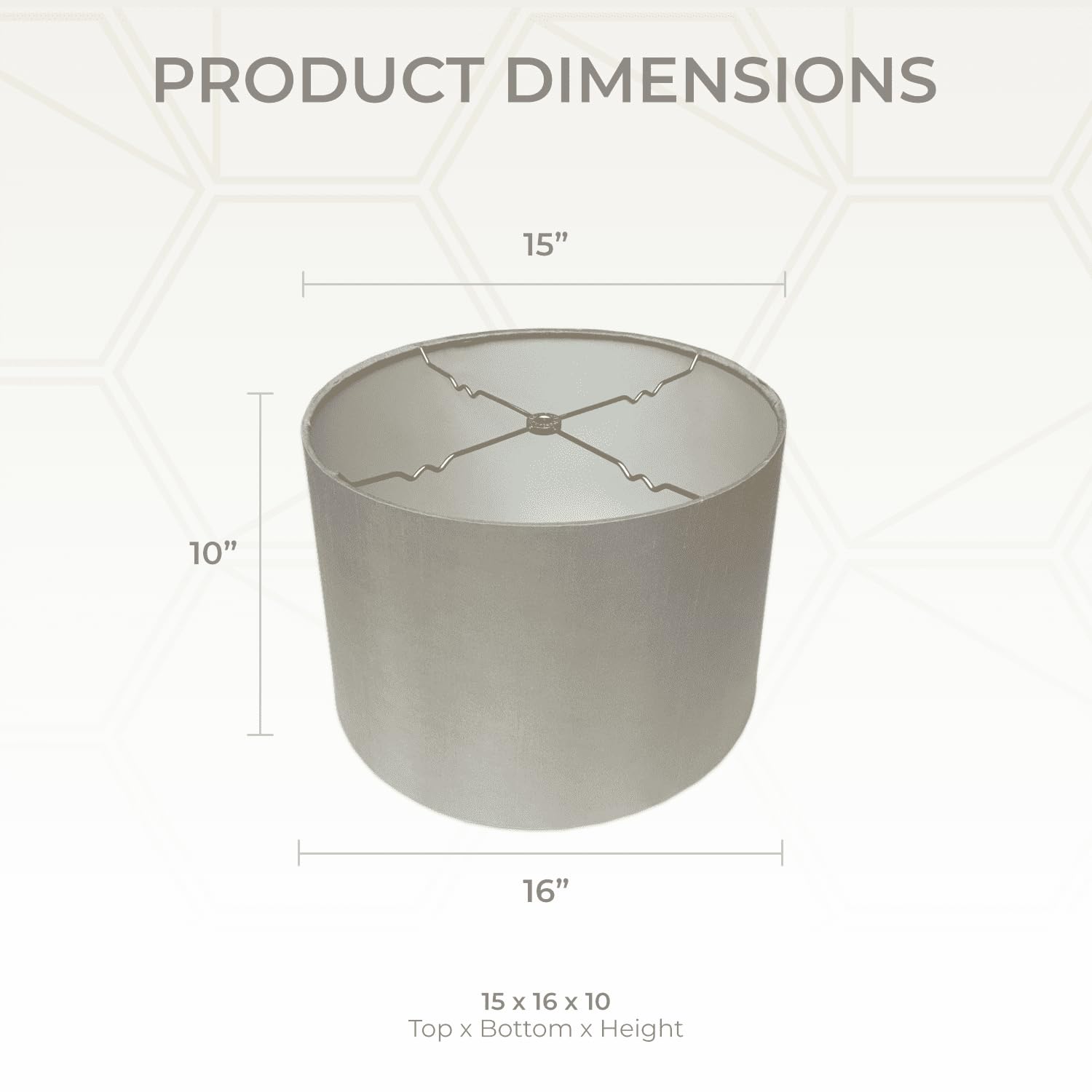 Royal Designs, Inc. Shallow Drum Lamp Shade HB-610-16GR 15x16x10 Gray