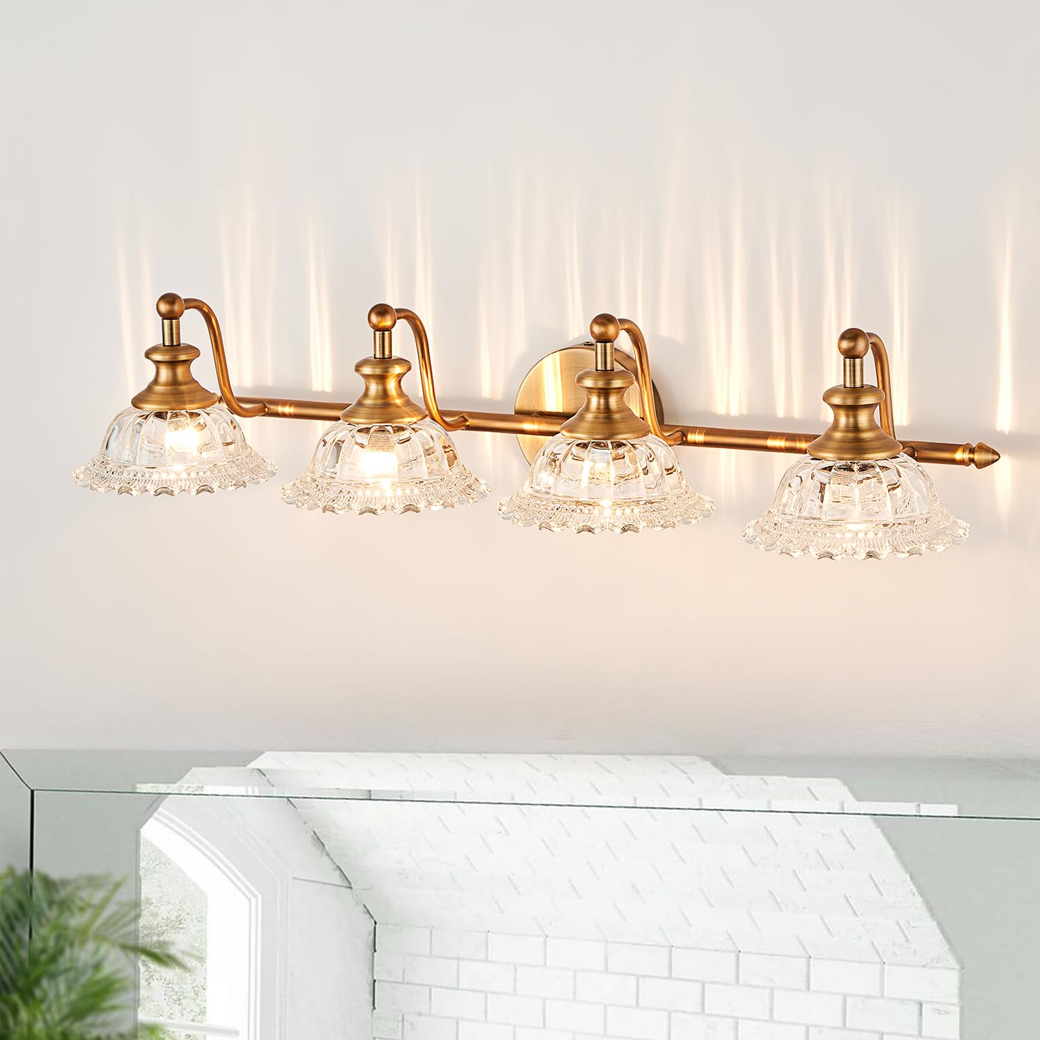 Xiedun Bathroom Light Fixtures 4 Lights Bathroom Vanity Lighting Fixtures Matte Brass Vintage Vanity Light Fixture Vanity Lights