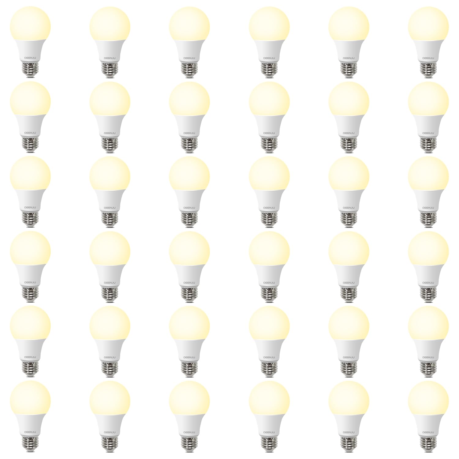 Degnju 36 Pack Led Light Bulbs 60 Watt Equivalent  A19 2700K Soft White  800 Lumens  E26 Base  Non-Dimmable  8 Watt Energy Efficient Led Bulbs For Home Lighting