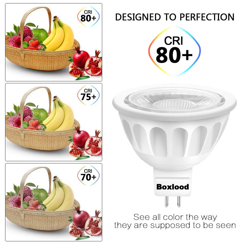 Boxlood Mr16 Led Light Bulb Non Dimmable, 90% Energy Saving, 6000K Cool White (Daylight), 40 Degree, Ac/Dc 12V, 5 Watts, 50W Hal