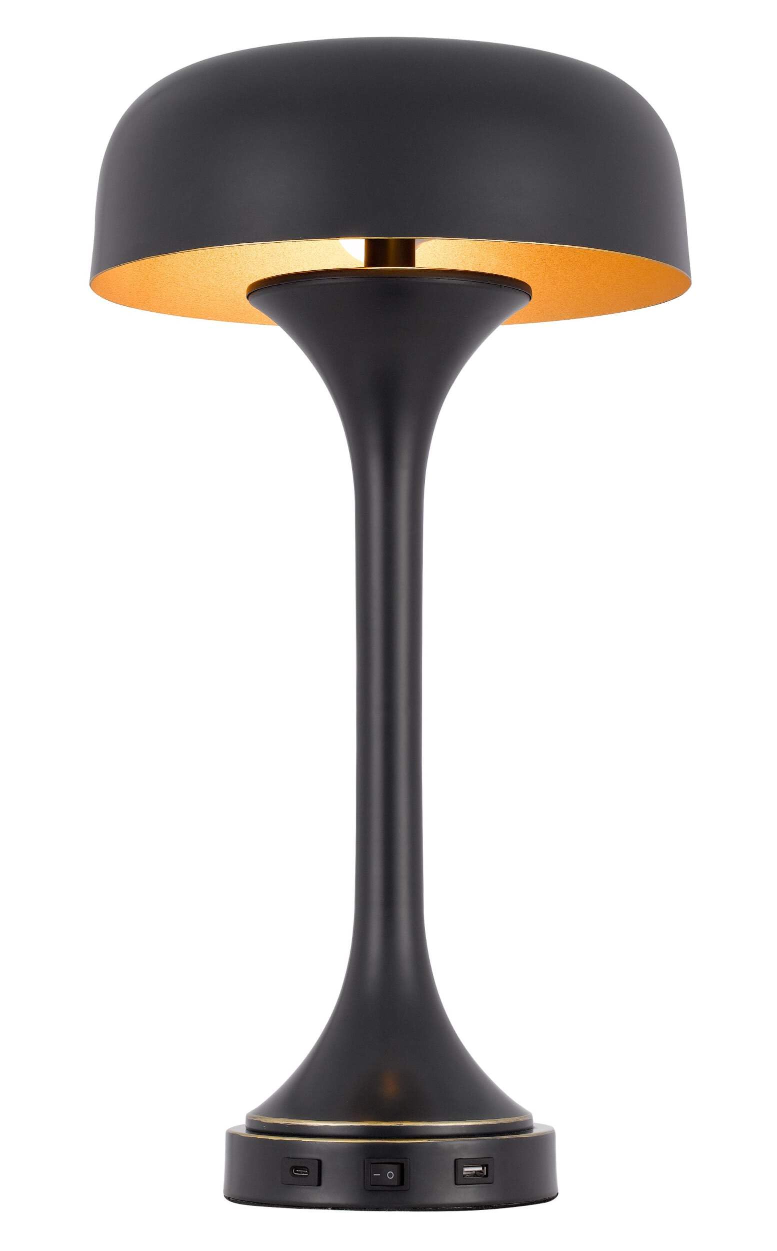 Homeroots Metal Two Light Usb Table Lamp, 22 In., Bronze Dome Shade, Model 524741