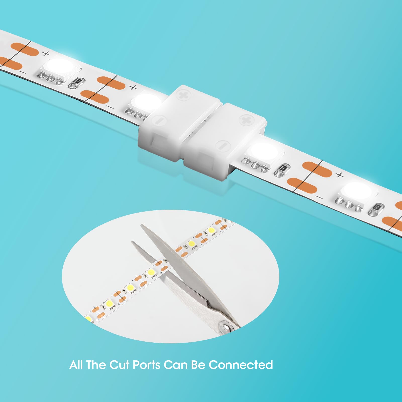 Wenhsin 10-Packs 2-Pin Led Connectors For Led Strip Lights 8Mm Width Unwired Gapless Solderless Adapter Extension