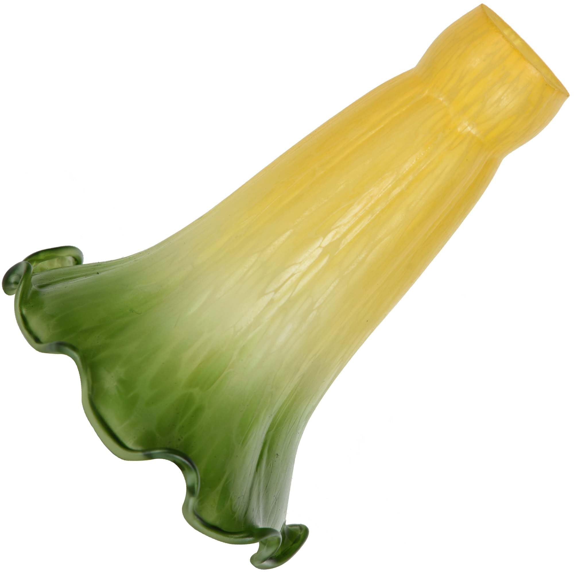Bieye LS15S Lily Flower Blown Glass Lampshade (Yellow Green, Opening I.D. 0.87'' x O.D. 1'')
