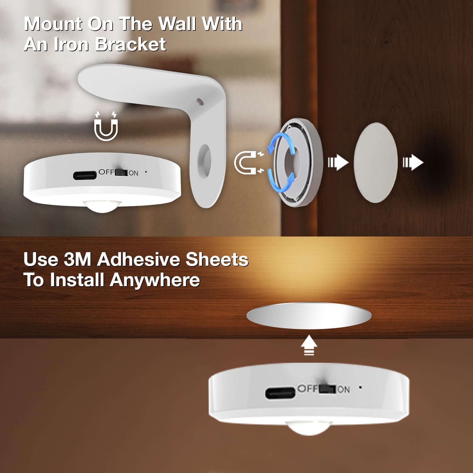 Picture Lights for Wall Wireless with Magnetic,2000mAh Rechargeable Picture Frame lights with Dimmable, Puck Lights with Remote