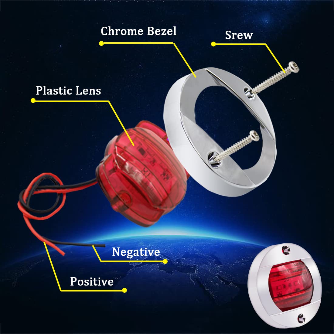 Boaton LED Night Fishing Lights - Red Marine Deck & Courtesy Lights for Boats and Yachts, Interior & Exterior Use