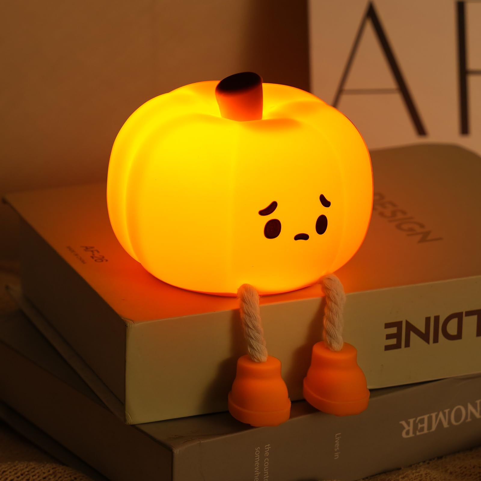 JoviaFesta Pumpkin Night Light for Kids, Halloween Jack O Lantern Decor for Kids, Baby Nursery Toddler Squishy Pumpkin Lights, C