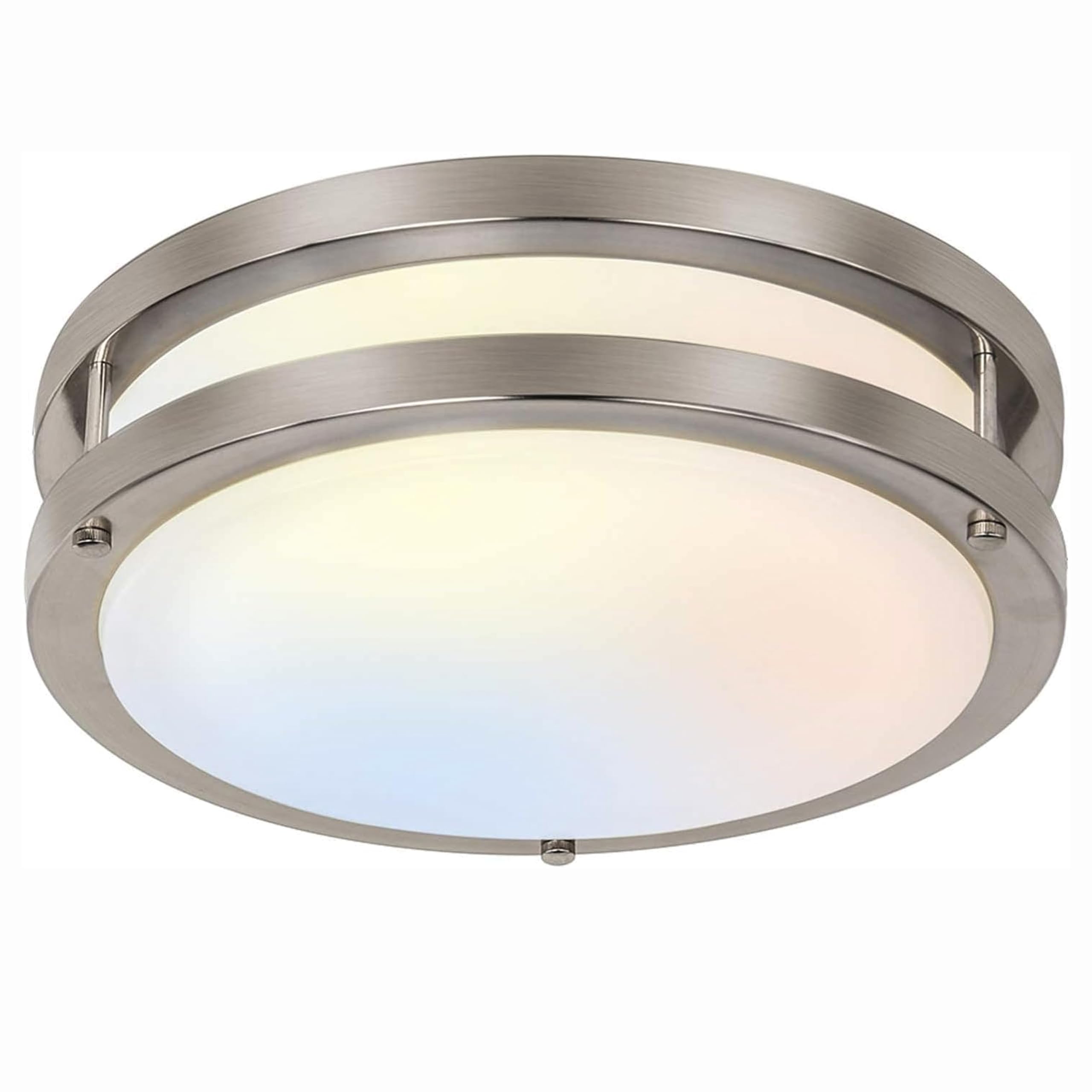 Hykolity 13 inch Flush Mount LED Ceiling Light Fixture, Dimmable, 2700K-5000K Adjustable, Brushed Nickel, Model C13C10-1