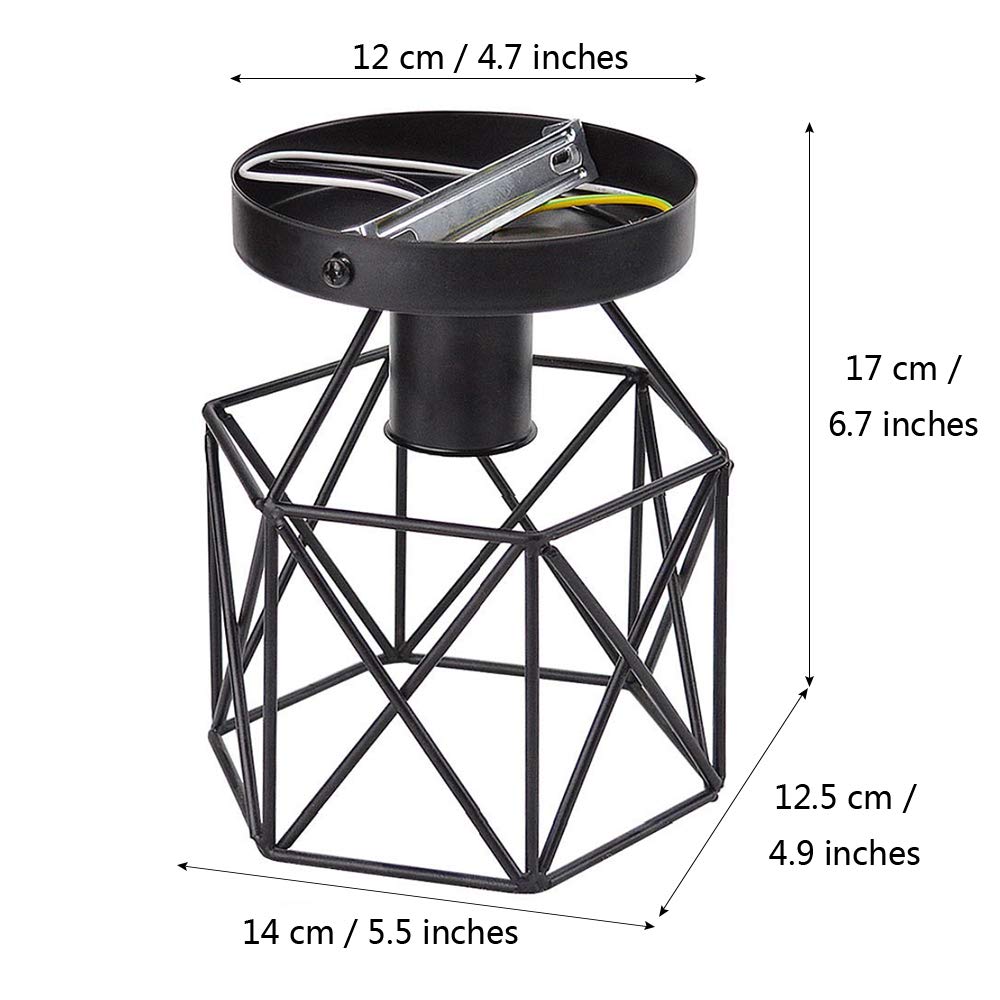 ZHMA Semi Flush Mount Ceiling Light Fixture, Retro Black, E26/E27, Metal, 2 Pack for Kitchen, Hallway, Porch, Bedroom