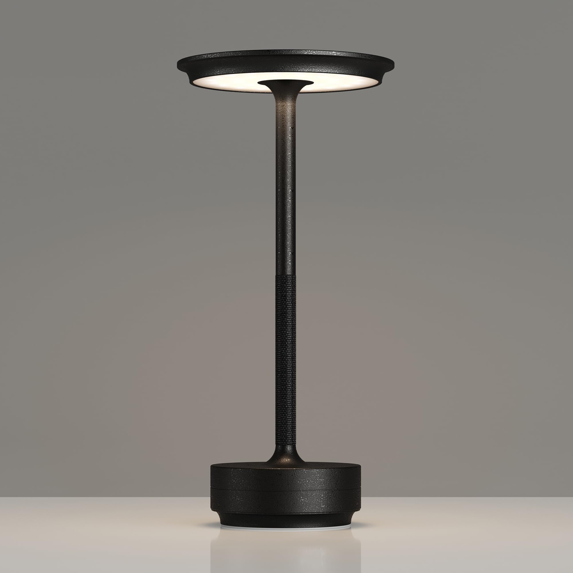TBBGA Rechargeable Table Lamp - 5000mAh, LED, 3 Color Dimming, Aluminum, Portable, Diamond Black, Model T106C