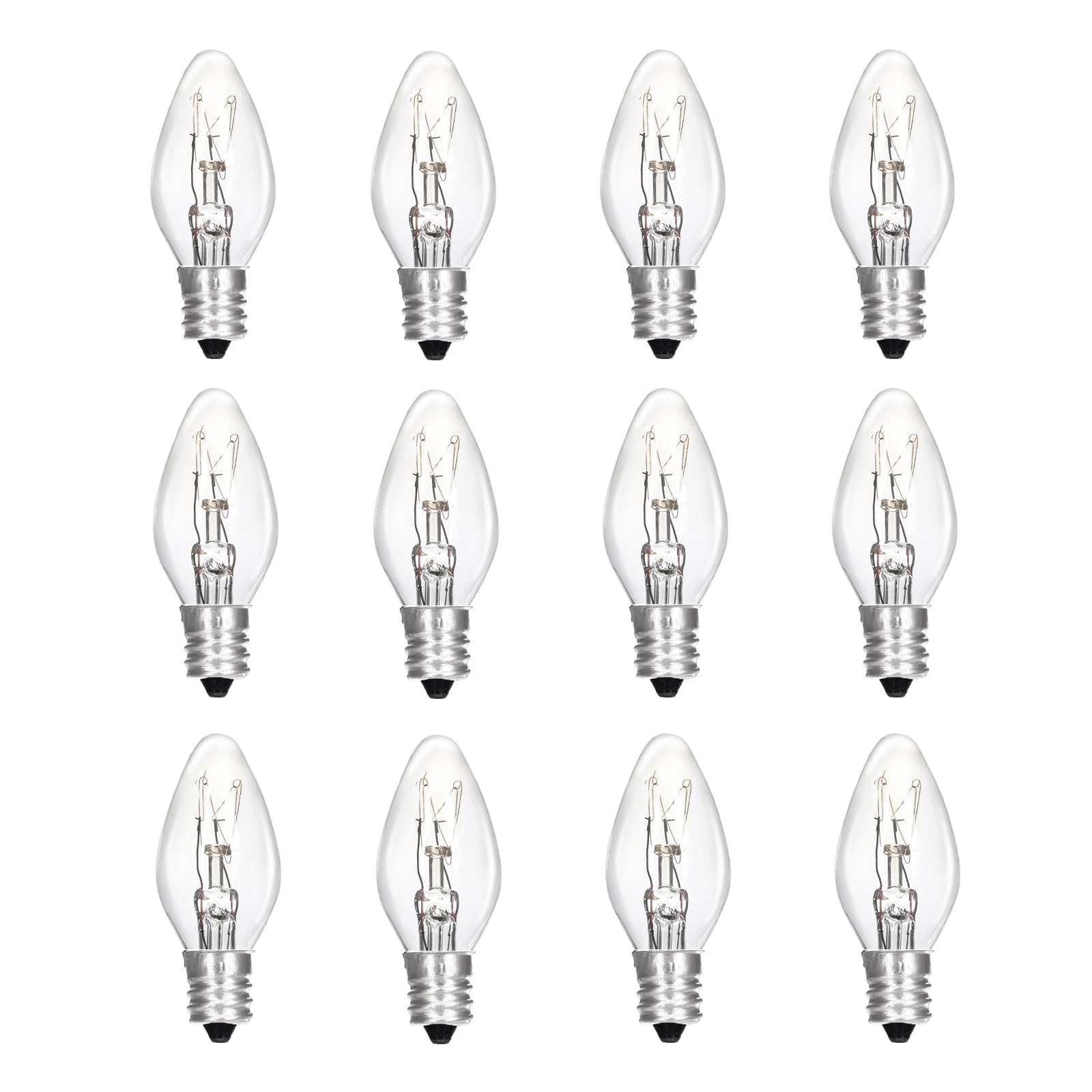 Hinuaxbulb 12 Pack Scentsy Light Bulbs 15Watt 120V Wax Warmer Bulbs C7 Replacement Bulb Dimmable Salt Lamp Bulbs With E12 Base F